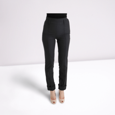 Gray Virgin Wool Skinny Casual Pants