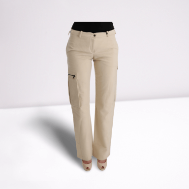 Beige Wool Cropped Regular Fit Pants