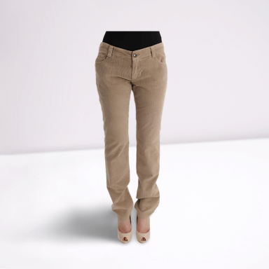 Beige Cotton Velvet Regular Fit Pants