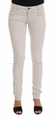 White Cotton Stretch Slim Jeans