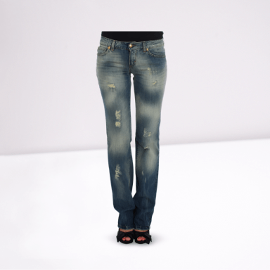 Blue Cotton Low Waist Jeans