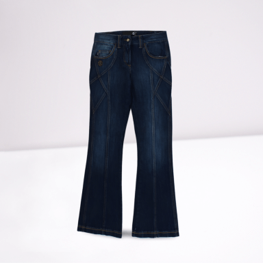 Blue Cotton Stretch Low Waist Jeans