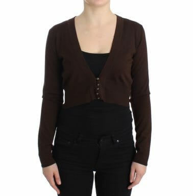 Brown cropped wool cardigan