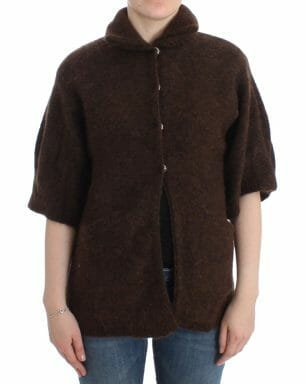 Brown mohair knitted cardigan