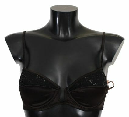 Brown Sequined Balconcino Bra Underwear