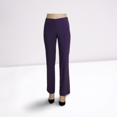 Purple High Waist Straight Dress Trouser Pants