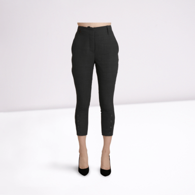 Gray High Waist Capri Cropped Cotton Pants