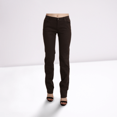 Brown Mid Waist Skinny Slim Trouser Cotton Jeans