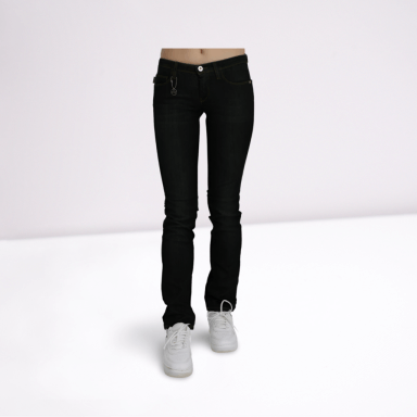 Black Mid Waist Skinny Denim Cotton Jeans