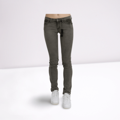 Gray Low Waist Skinny Denim Cotton Jeans