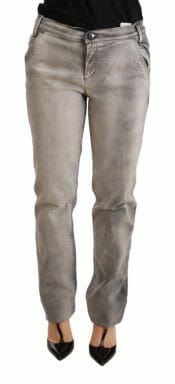 Gray Washed Low Waist Skinny Trouser Cotton Jeans