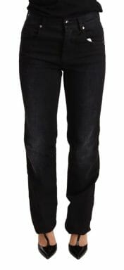 Black Washed Straight Denim Trouser Cotton Jeans