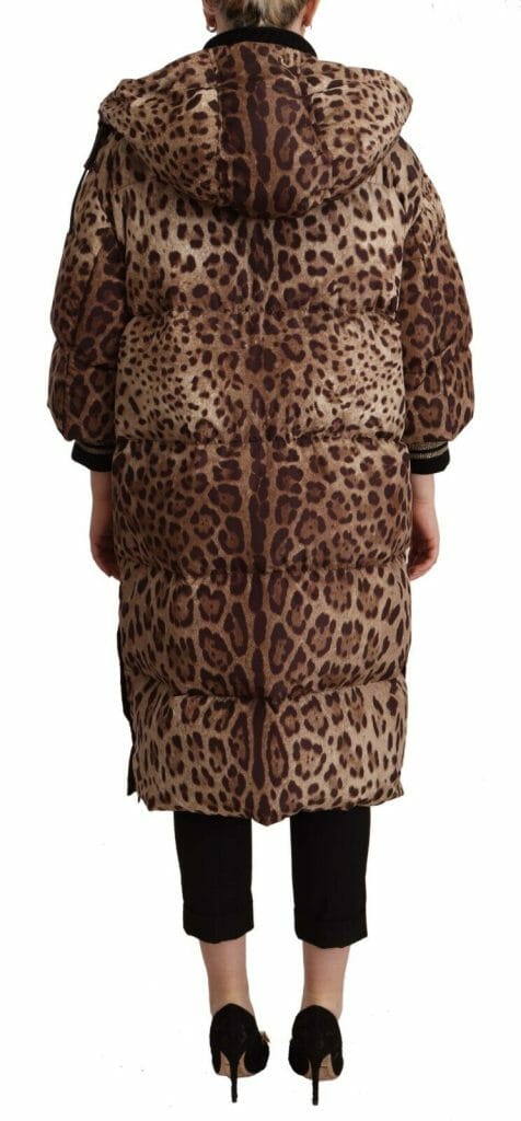 Brown Long Leopard Print Quilted Down Jacket – StockStories