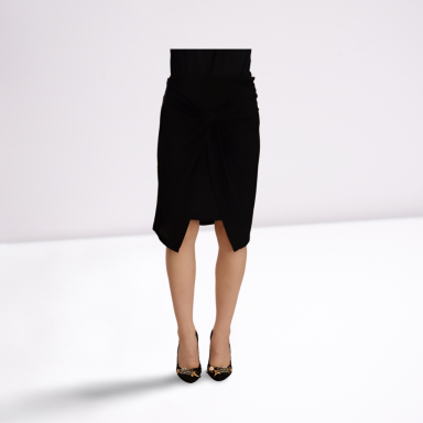 Black High Waist Pencil Knee Length Viscose Skirt