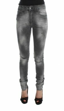 Gray Wash Cotton Blend Slim Fit Denim Jeans Pants