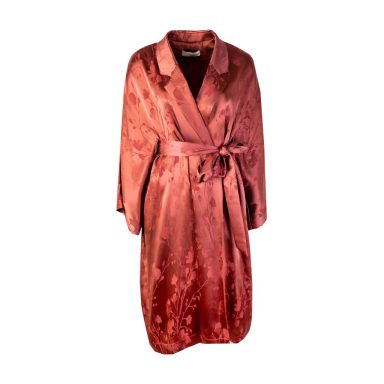Red Allover printed robe Trench coat
