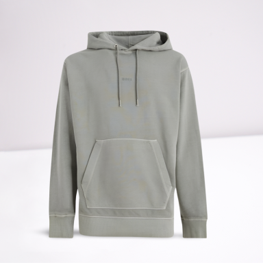 Grey Cotton Logo Details Hooded Sweatshirt