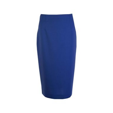 Blue Pencil Skirt in Wool