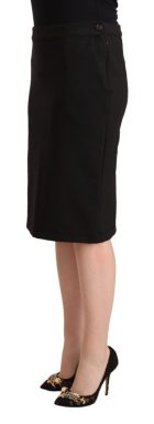 Black Straight Pencil Cut Knee Length Skirt