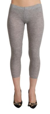 Gray Modal Low Waist Cropped Leggings Slim Pants