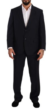 Blue Polyester Single Breasted Formal Suit