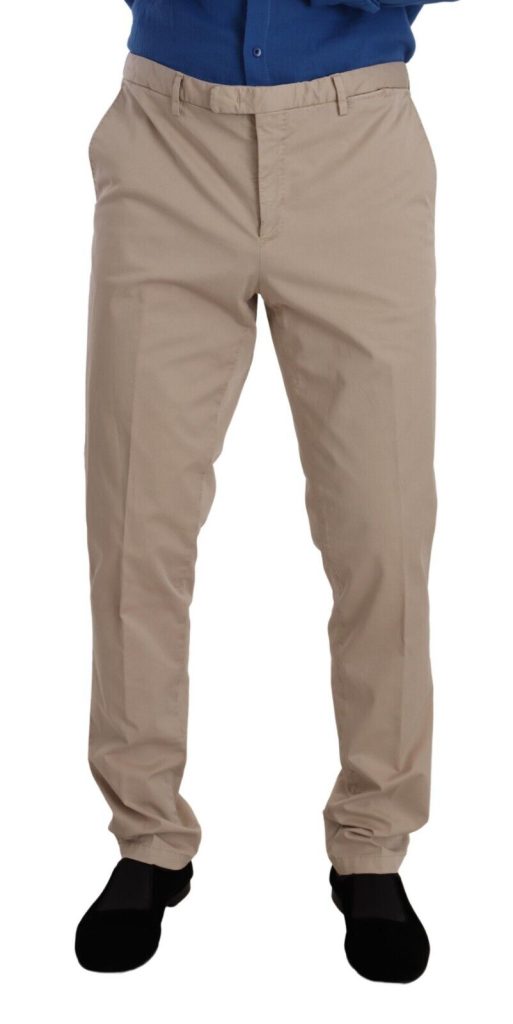 Beige Cotton Stretch Formal Dress Pants StockStories
