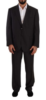 Gray Polyester Single Breasted Formal Suit