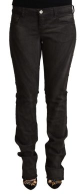 Black Cotton Mid Waist Skinny Pants