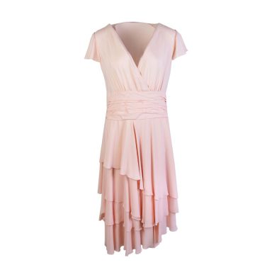 Pink Ruffled short sleeves Dress