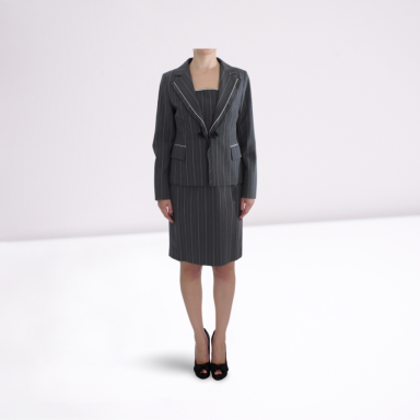 Gray Stretch Suit Sheath Dress & Blazer Set