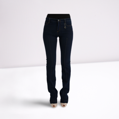 Blue Cotton Bootcut Flared Jeans