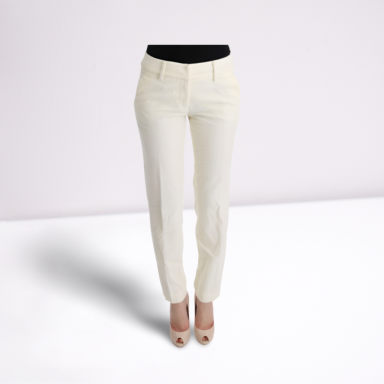 White Cotton Regular Fit Casual Pants