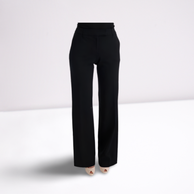 Black Viscose Flare Bootcut Pants