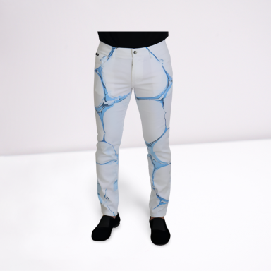 White Blue Denim Cotton Jeans Stretch Skinny Fit Pant