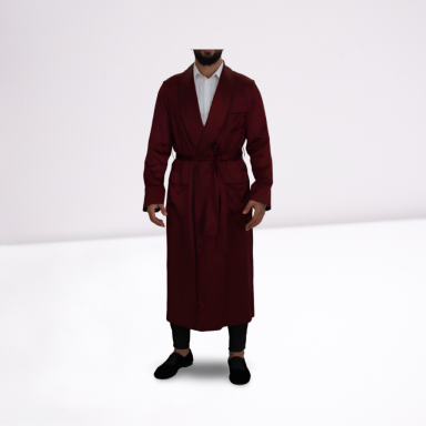 Bordeaux Silk Robe Coat Men Wrap Jacket