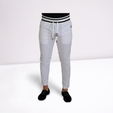 White Polyester Trousers D.N.A. Milano Pants