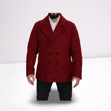 Red Wool Double Breasted Coat Jacket