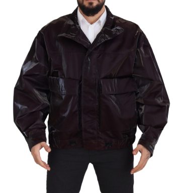 Bordeaux Nylon Collared Men Coat Jacket