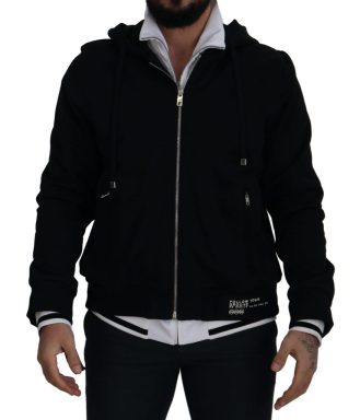 Black Polyester Hooded Full Zip Jacket
