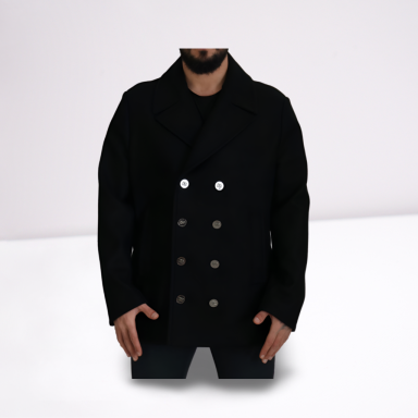 Black Wool Trench Overcoat Jacket