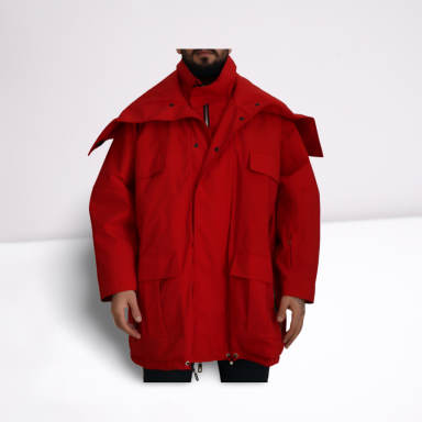 Red Polyester Full Zip Windbreaker Jacket
