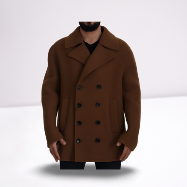 Brown Nylon Double Breasted Coat Jacket