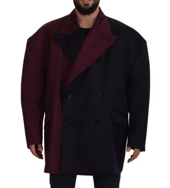 Bordeaux Polyester Double Breasted Jacket