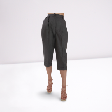 Wool Cropped Trouser Pleated Pant