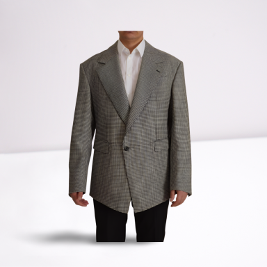 Gray Checkered Single Breasted Jacket Blazer