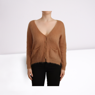 Brown Cardigan V-Neck Long Sleeve Sweater