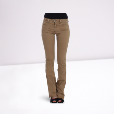 Beige Straight Leg Denim Pants Stretch Jeans