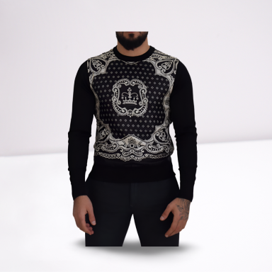 Black Bandana Crewneck Pullover Sweater