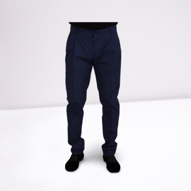 Blue Cotton Silk Trousers Chinos Pants