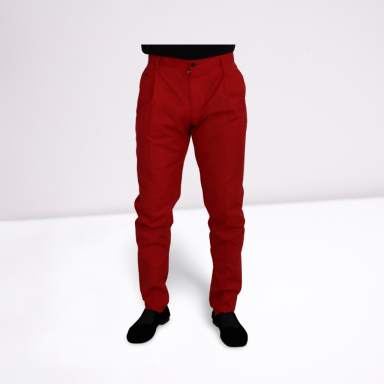 Red Cotton Slim Fit Trousers Chinos Pants